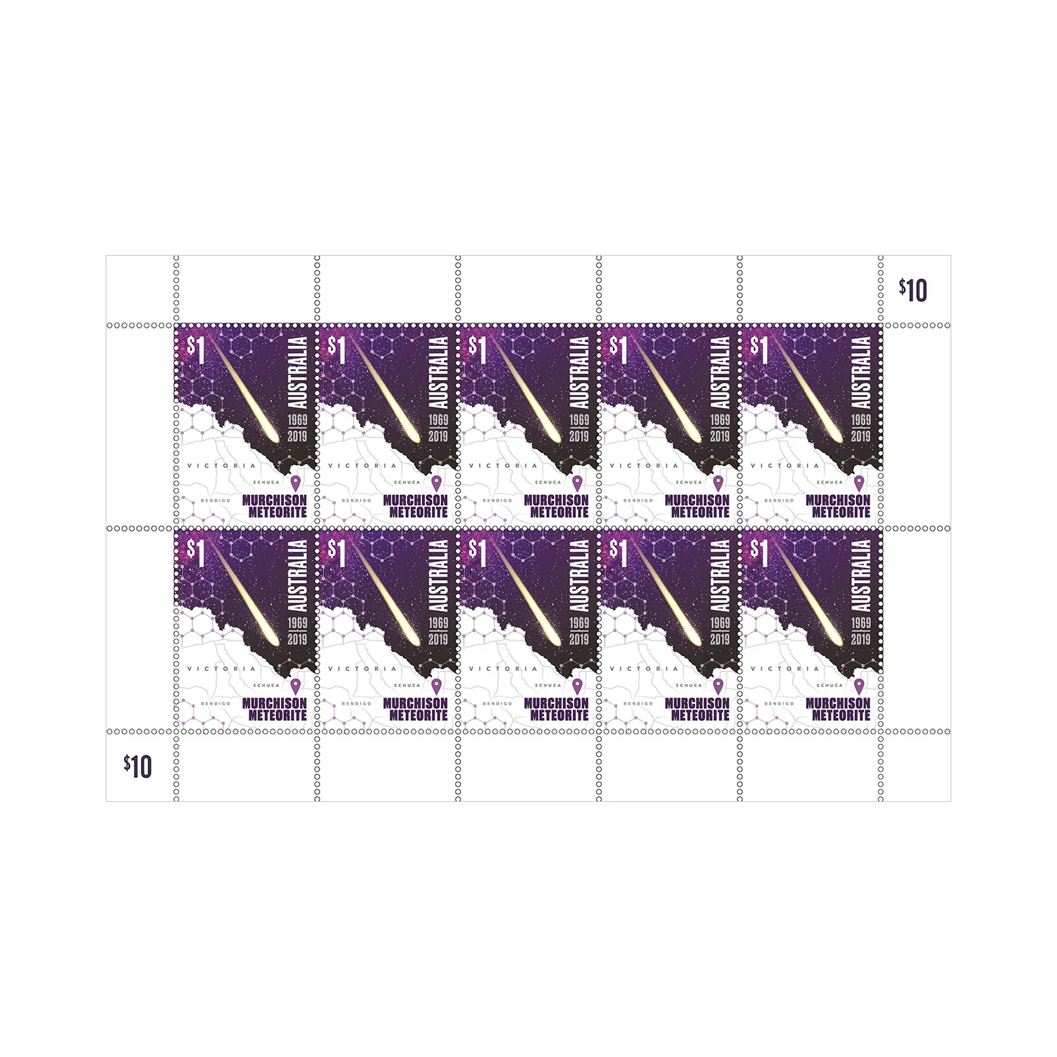 Murchison (Australia) sheet of 10 stamps